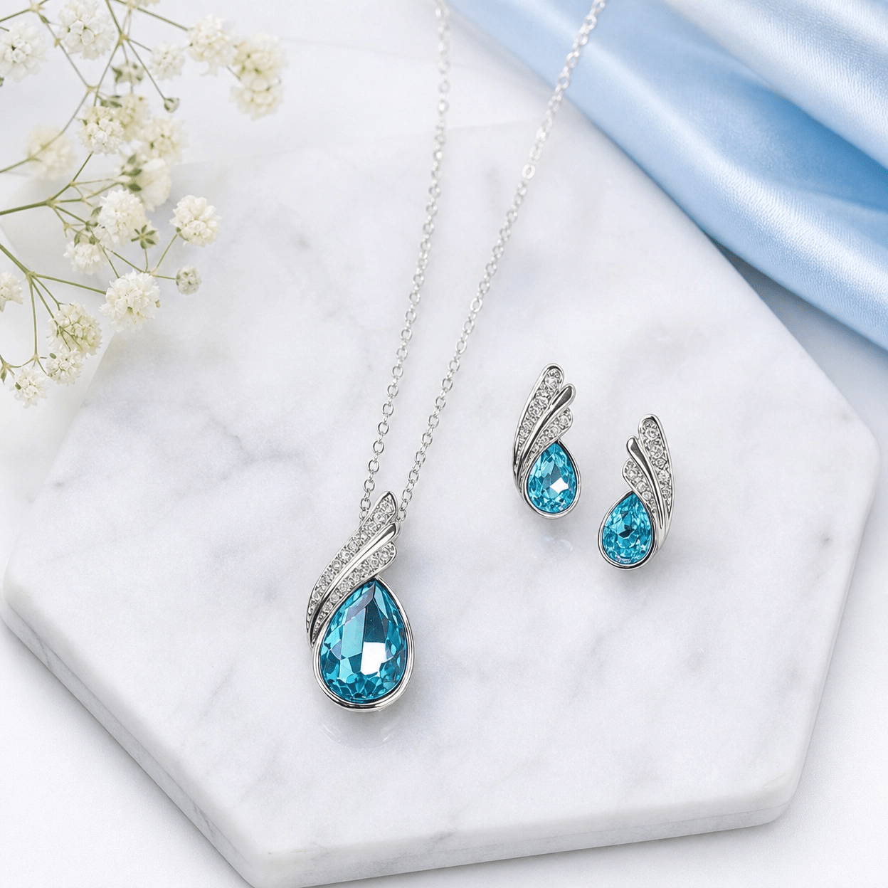 Solenne Caribbean Azure Crystal Set - Solenne Atelier