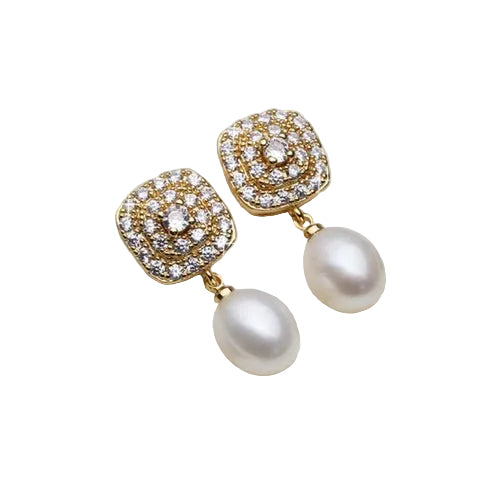 Solenne Carré de Lumière Pearl Drop Earrings - Solenne Atelier