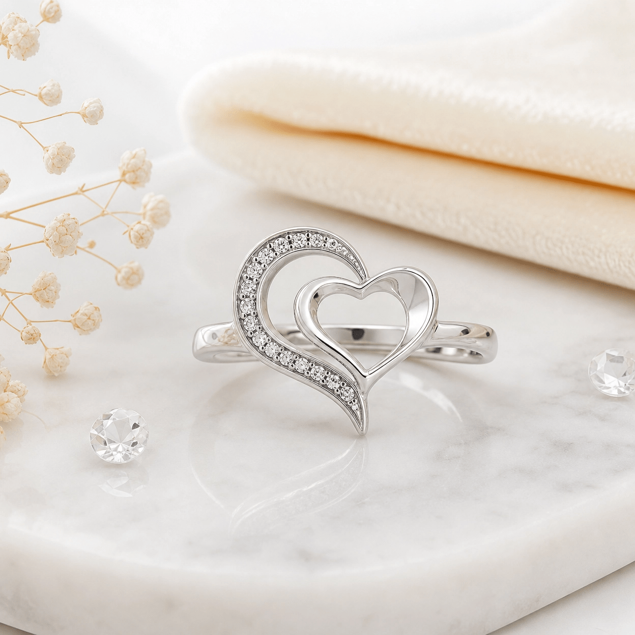 Solenne Ethereal Heart Bypass Ring - Solenne Atelier