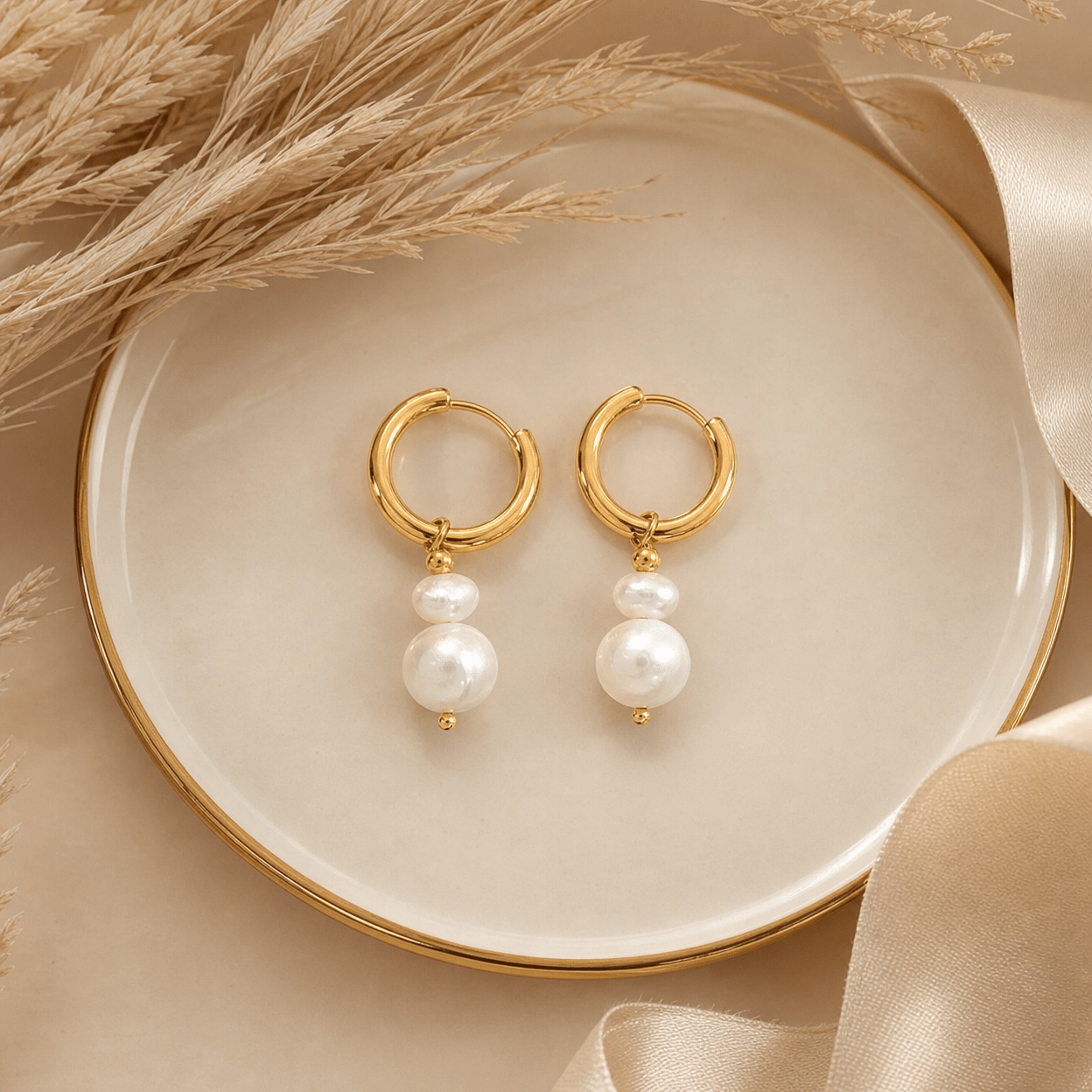Solenne Linnea Pearl Drop Hoops - Solenne Atelier