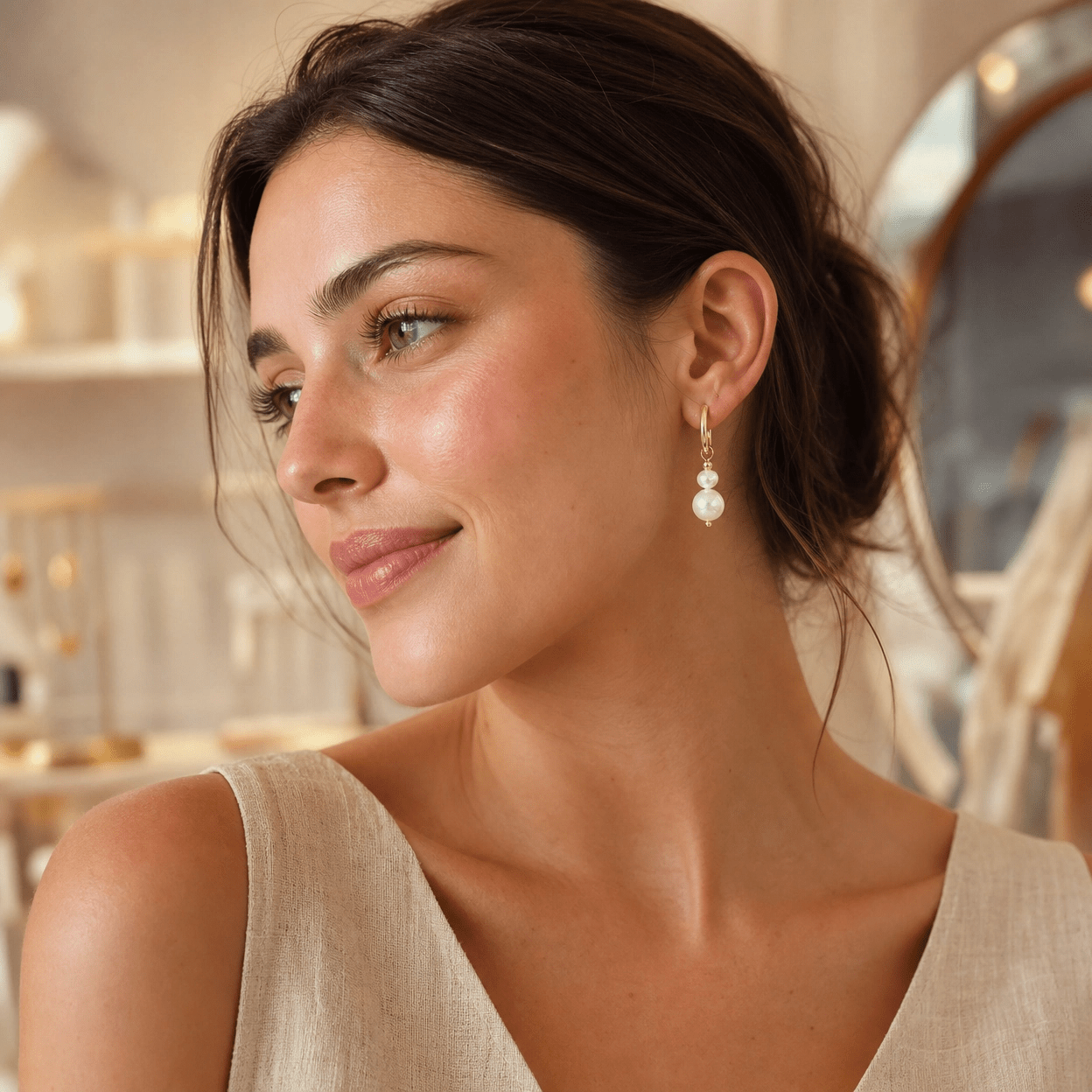 Solenne Linnea Pearl Drop Hoops - Solenne Atelier
