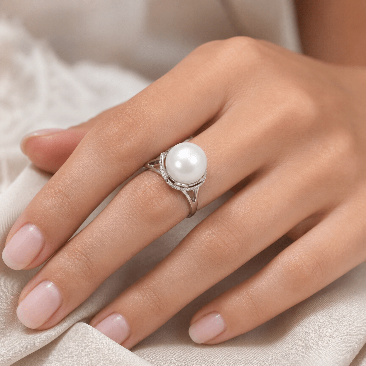 Solenne Lune Pearl Cocktail Ring - Solenne Atelier