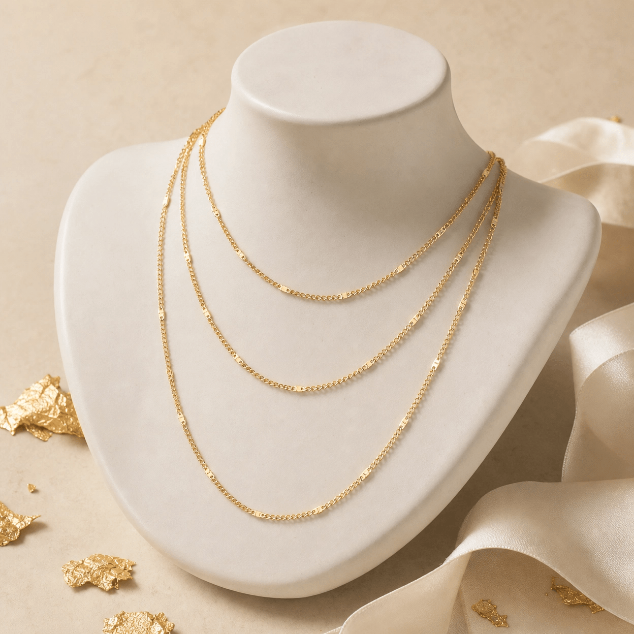 Solenne Tiered Gilded Cascade Necklace - Solenne Atelier